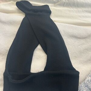 Black Ribbed Halter Top